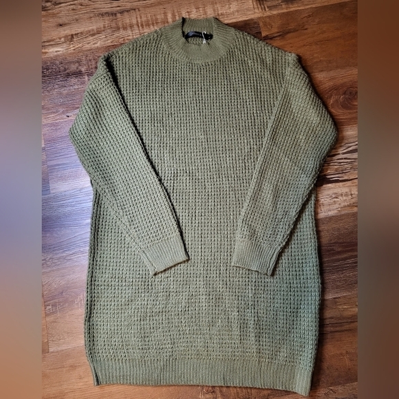 Zesica Large Oversized Sweater olive Green crew neck NWT - Picture 9 of 14